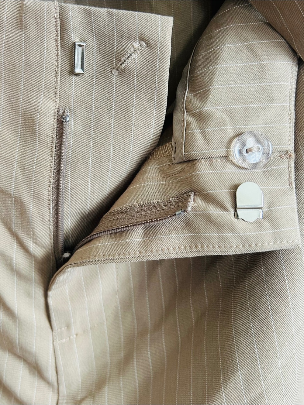 NWT Sage Neutral Tan Sleeveless Button-Front Wide Leg Jumpsuit Set - Picture 7 of 11